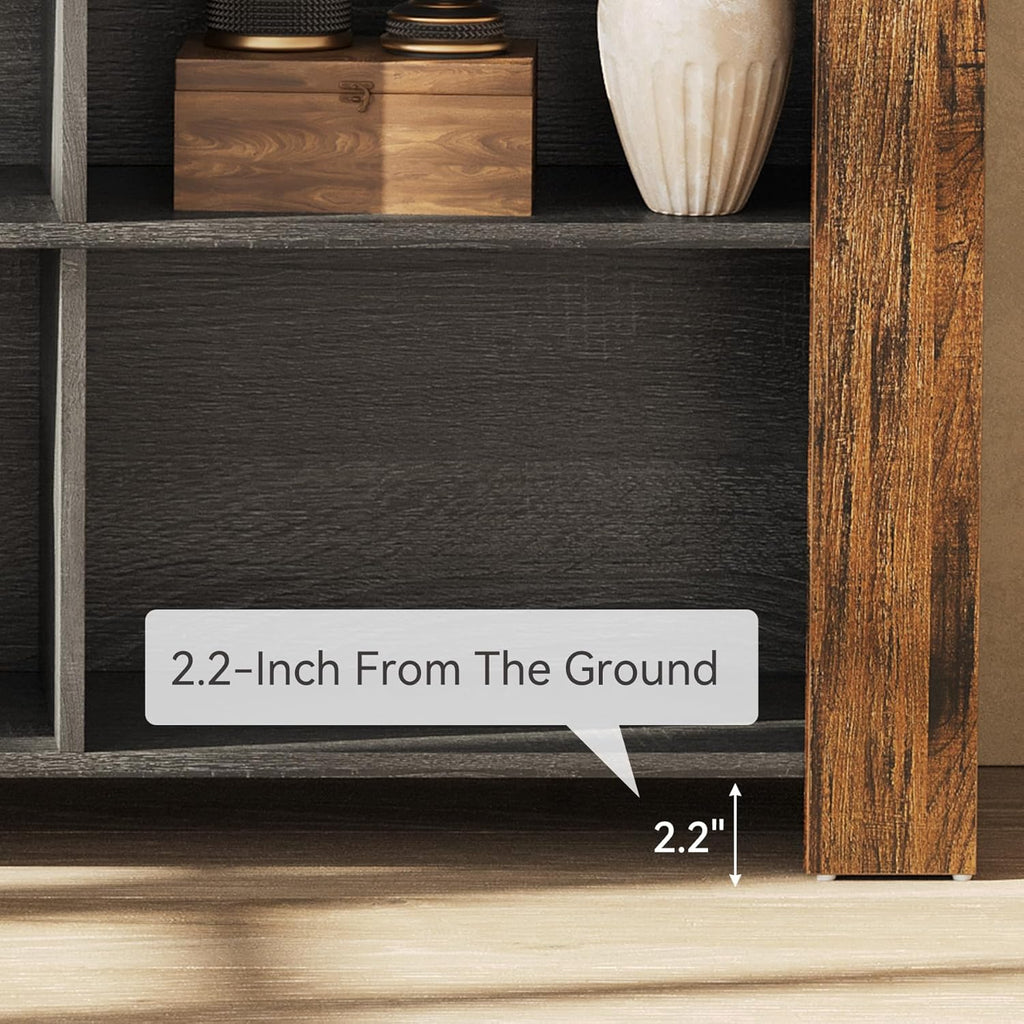 LITTLE TREE Console Table with Storage, 63-Inch Narrow Long Sofa Table, Entryway Table with 6 Cubes, Farmhouse Storage Shelves for Entryway, Living Room