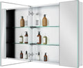Quavikey Medicine Cabinet for Bathroom with Mirror 2 Doors Aluminum Surface Mount or Recessed Mirror Medicine Cabinet 30x30 Inch, Silver