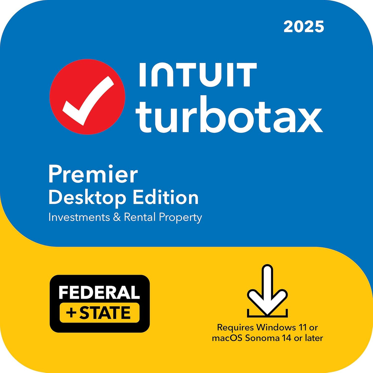 TurboTax Premier Desktop Edition 2025, Federal & State Tax Return Win11/Mac14 Download