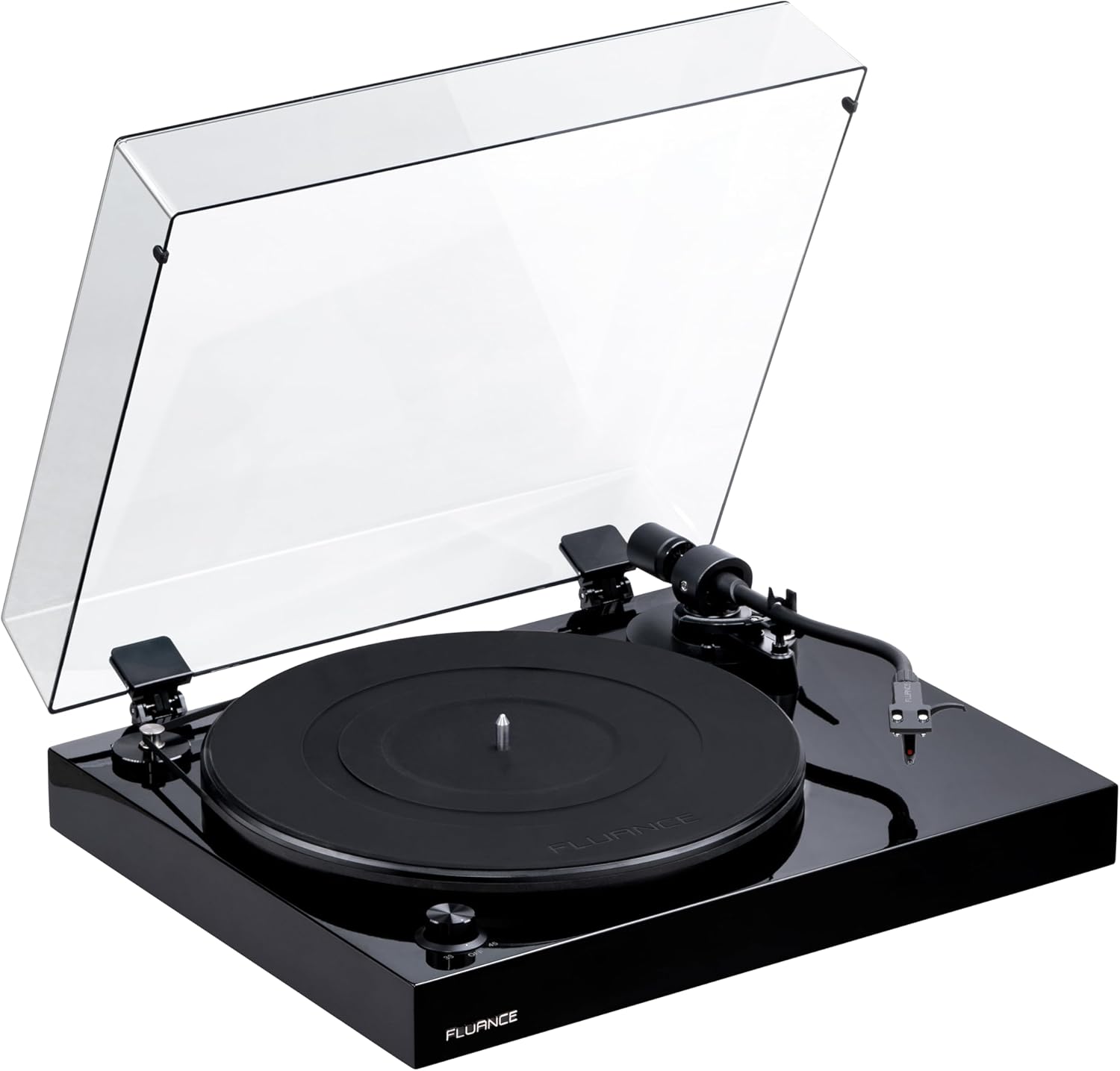 Fluance RT82 Reference High Fidelity Vinyl Turntable Record Player with Ortofon OM10 Cartridge, Speed Control Motor, High Mass MDF Wood Plinth, Vibration Isolation Feet - Piano Black