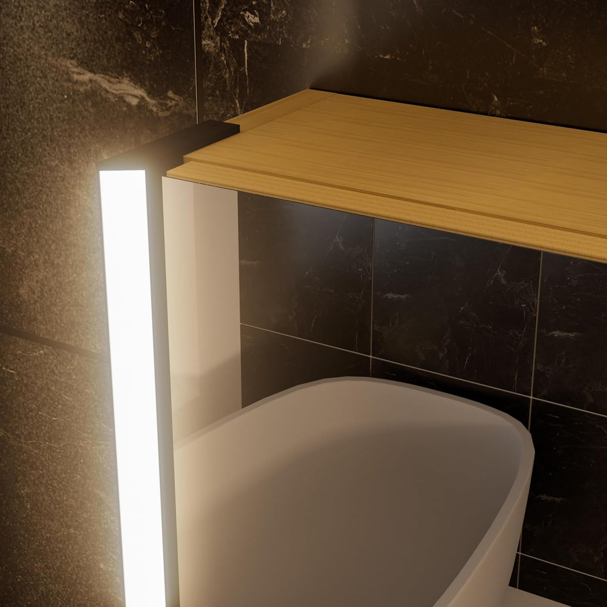 30 x 23-1/4 Inch LED Lighted Medicine Cabinet with Mirror, Moisture-Resistant Wood, Stepless Dimmable, 3000K/5500K, Adjustable Shelf, Flat-Pack Design – Assembly Required, Oak