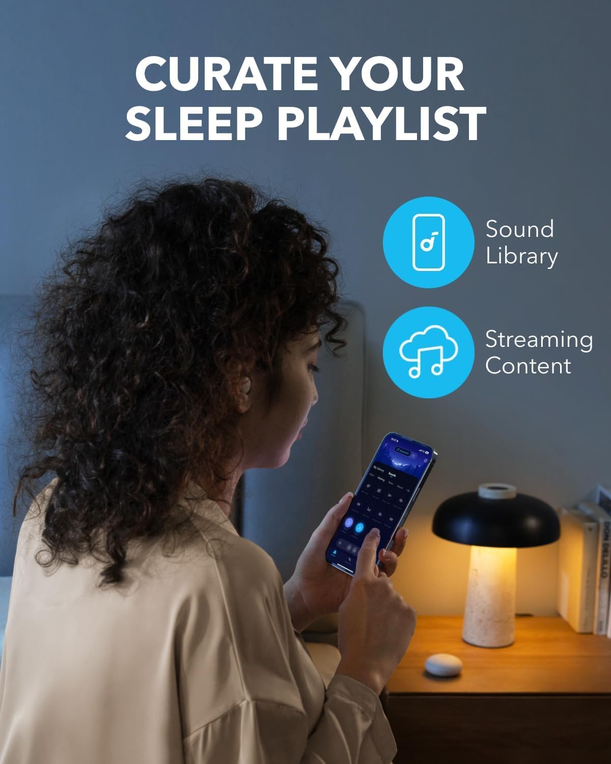 Soundcore Sleep A20 by Anker Sleep Earbuds, Noise Blocking Sleep Headphones, Small Earplugs for Side Sleepers, 80H Playtime, Stream Content via Bluetooth 5.3, Sleep Monitor, Personal Alarm (Renewed)