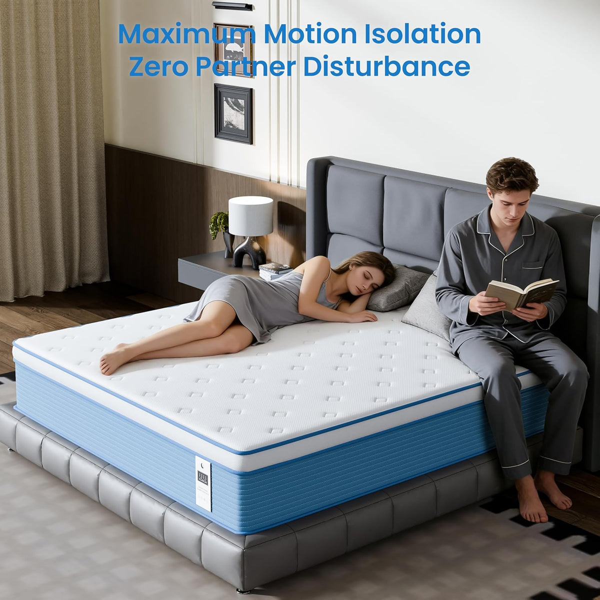 12 Inch Queen Hybrid Mattress in a Box - Memory Foam & Pocket Springs, Medium Firm, Motion Isolation Technology, Cooling Breathable Design, Pressure Relief, Edge Support