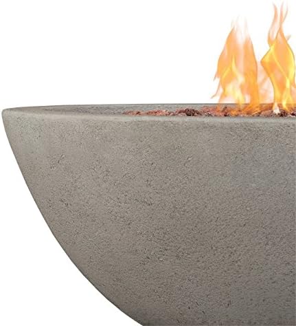 Real Flame Riverside 36" Round Propane or Natural Gas Fire Pit, Stainless Steel Burners, Natural Gas Conversion Kit Included, 50,000 BTU, Push Button Ignition - Glacier Gray
