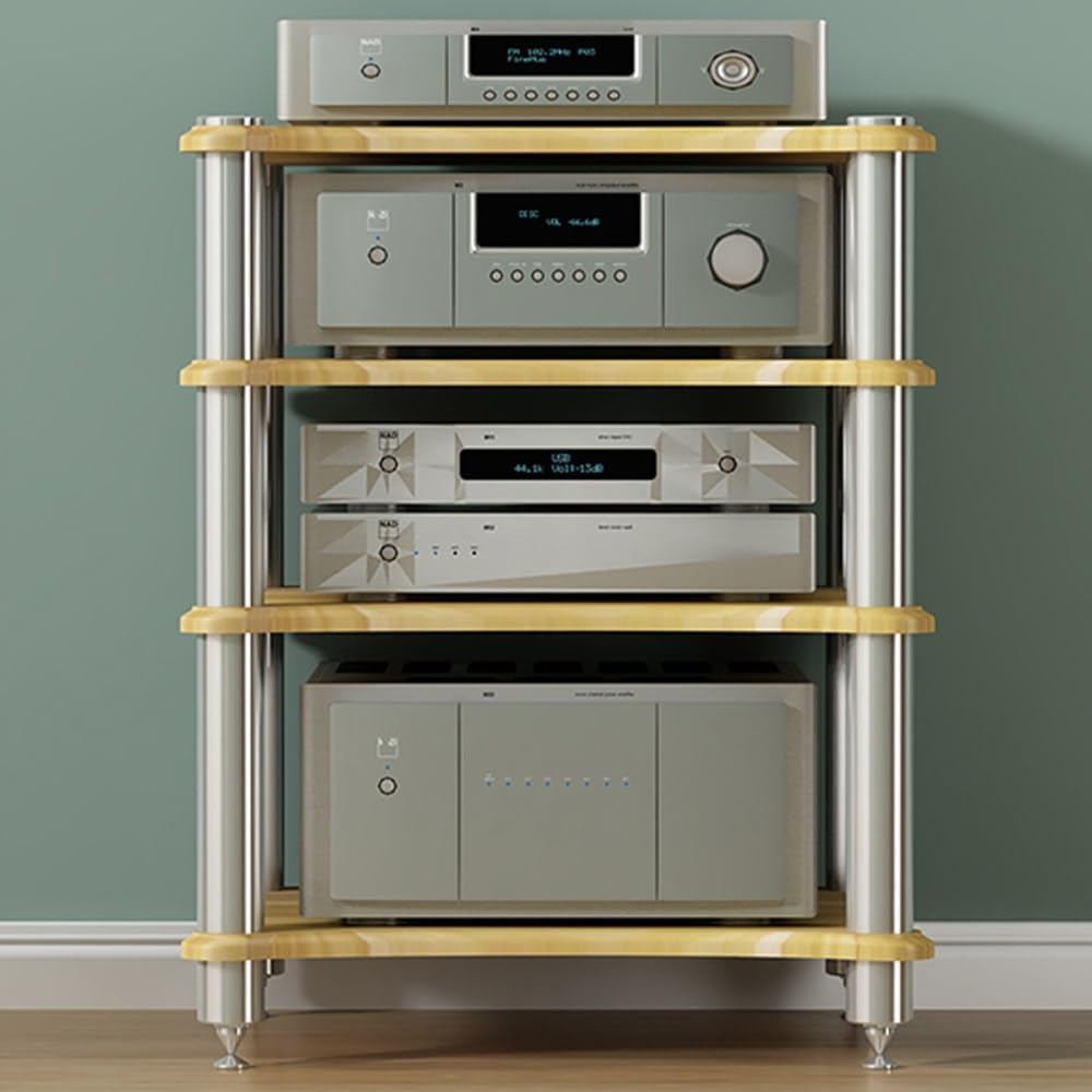 1 2 3 4 Tier AV Media Stand Component Cabinet Corner Shelf Wooden Stereo Cabinet Audio Rack Tower CD Player Stand for Home/Office/Audio Video/DJ/Theater ﻿ ﻿(White,3 Tier-60x50x60cm)