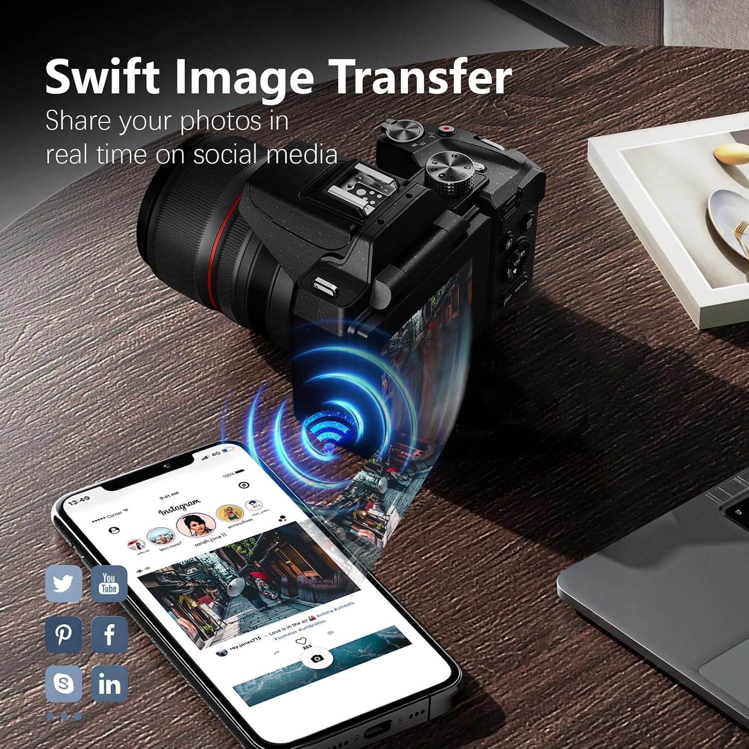 8K & 64MP Digital Camera for Photography, 48X Zoom (16X Optical + 3X Digital) with Moon Mode, 180° Flip Screen, WiFi, Micro HDMI, 64GB Card & 2 Batteries, Vlogging Camera for YouTub