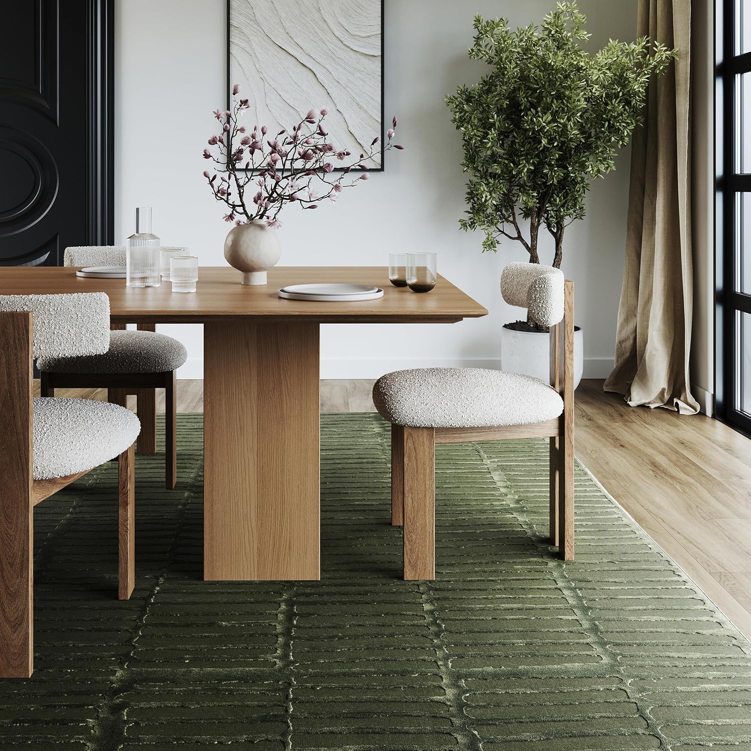 nuLOOM Kailani Green, 6'7" x 9', Geometric, Soft and Cozy, High Traffic, Stain Resistant, Easy Clean, Durable Washable Area Rug for Bedroom, Living Room, Dining Space, Den, Foyer, Entryway