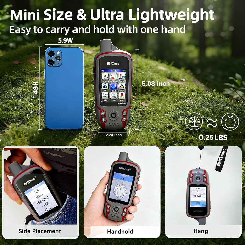 NAVA F60 Handheld GPS Navigation Survey Device, Handheld GPS for Hiking, High Performance Handheld GPS Topografia,Fully Featured with 3-axile, Electronic Compass, Barometric Altimeter and Thermometer