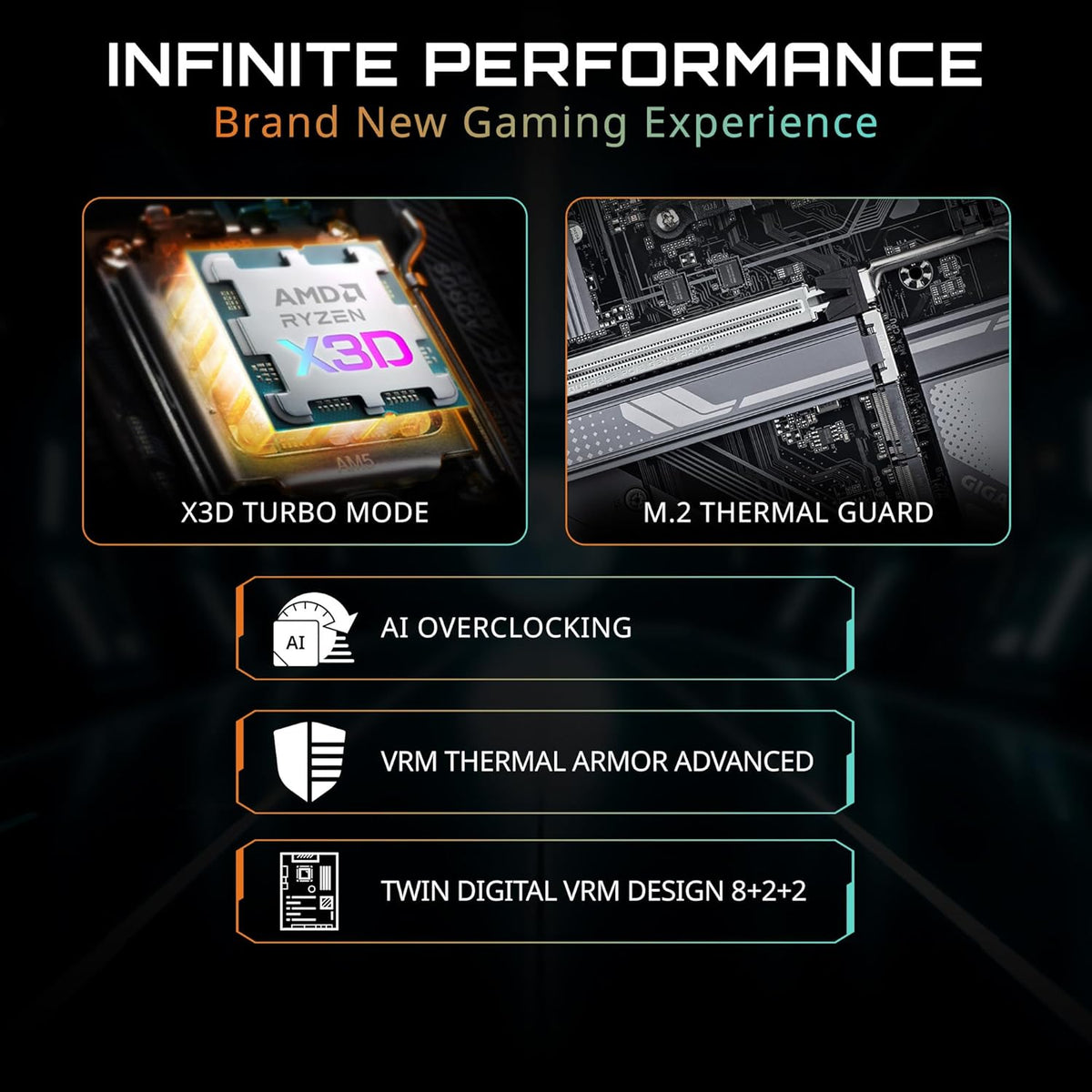 GIGABYTE B850 Eagle WIFI6E AMD AM5 ATX Motherboard, Support AMD Ryzen 9000/8000/7000 Series, DDR5, 8+2+2 Power Phase, 3X M.2, PCIe 5.0, USB-C, WIFI6E, GbE LAN, EZ-Latch, 5-Year Warranty