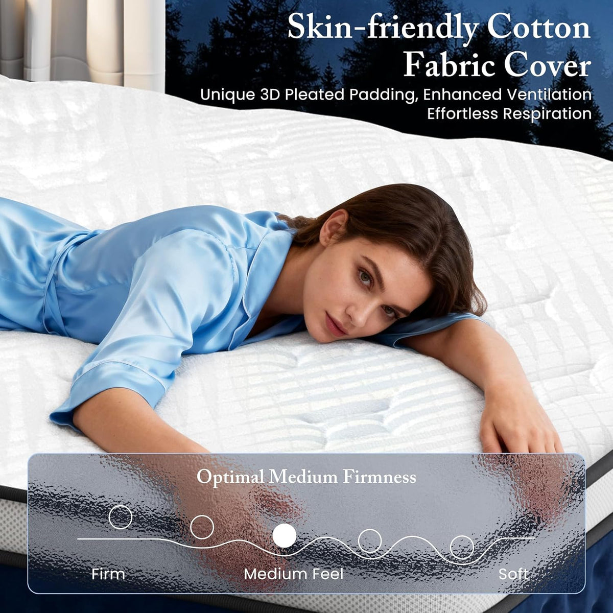 PUBPLON King Size Mattress, 14 Inch Hybrid King Mattress in a Box with Gel Memory Foam New Version, Individually Pocket Coils Springs, Pressure Relief Motion Isolation, Edge Support, Medium Firm