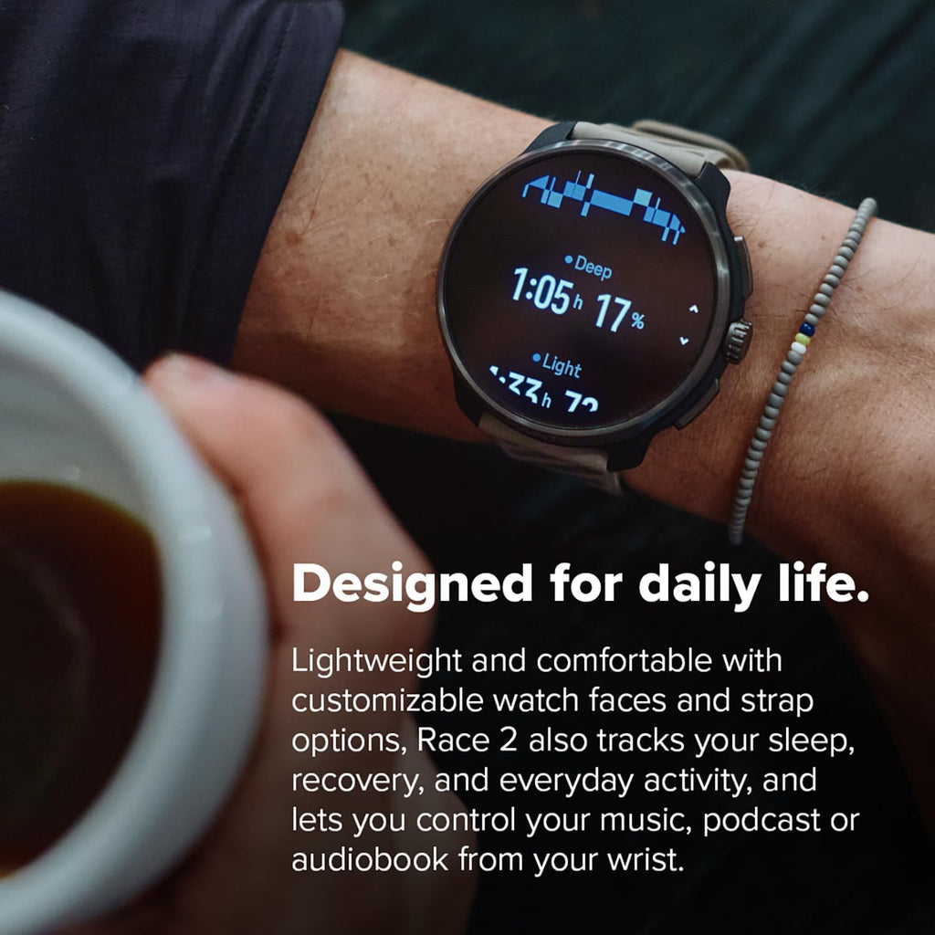 SUUNTO Race 2 GPS Sports Watch, 1.5" AMOLED Touchscreen w/Crown, 16 Days Battery Life, Training Metrics and Recovery Insights, Dual-GNSS, 32GB Global Offline Maps, Lightweight, All Black