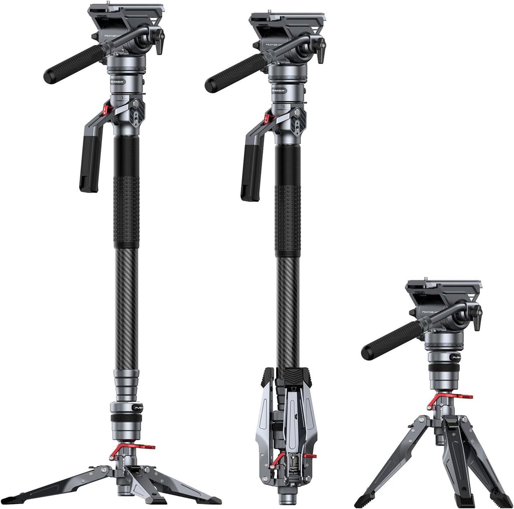 SmallRig 175cm / 68.9" Carbon Fiber Video Monopod for Camera, Compact Camera Monopod with One-Button Lift & Lock, Max. 5kg Playload Fluid Head Fits for DJI RS and for MFT 501L