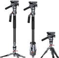 SmallRig 175cm / 68.9" Carbon Fiber Video Monopod for Camera, Compact Camera Monopod with One-Button Lift & Lock, Max. 5kg Playload Fluid Head Fits for DJI RS and for MFT 501L