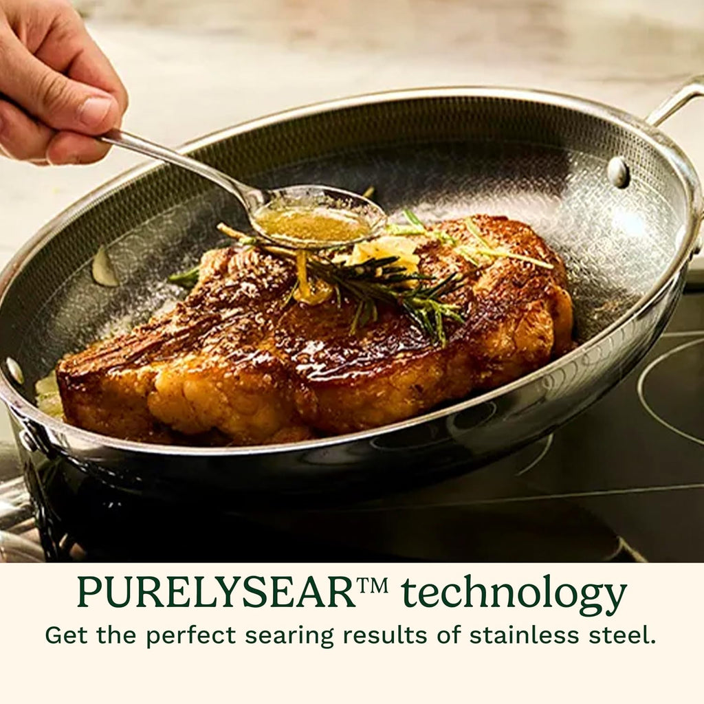 Cuisinart FusionPlus Hybrid Stainless Steel Cookware Set, 5-Piece Skillet Cooking Set with PFAS-Free PURELYSEAR CeramicT echnology, Scratch Proof, Cool Grip Handles, Dishwasher Safe