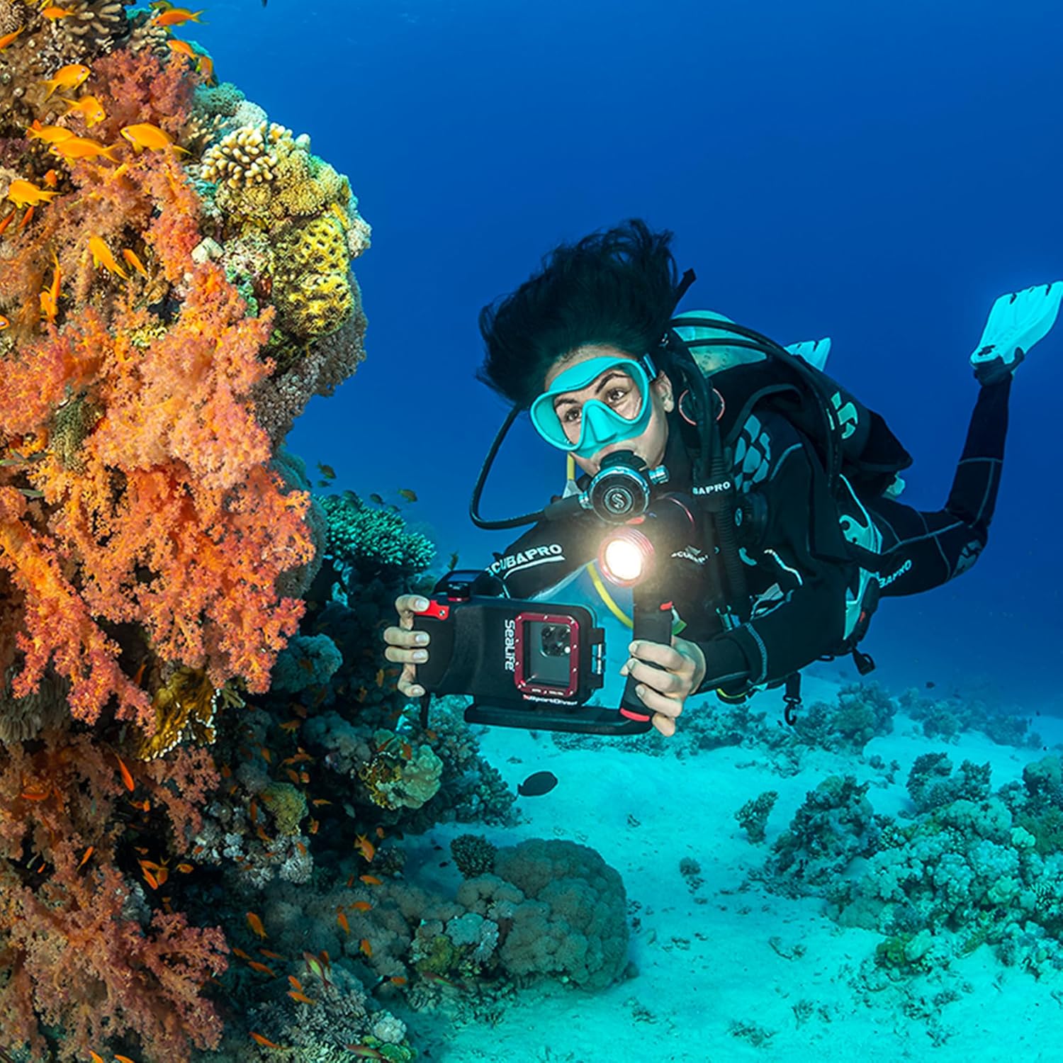 Sealife SportDiver Underwater Smartphone Housing – Dive to 130', Waterproof Photography, Easy Camera Controls, with Leak Alarms, Fits Most Phones