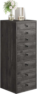 LIKIMIO Tall Dresser, Small Dressers with 8 Storage Drawers, Chest of Drawers for Organizing, Tall Narrow Dresser for Bedroom, Charcoal Grey