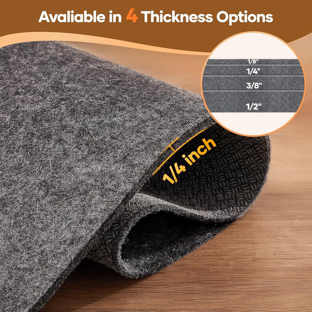 Veken Non Slip Cushioned Rug Pad Gripper 9 x 12 Ft, Felt and Silicone Backing, 1/4 inch Thick Carpet Liner for Hardwood Floors and Finishes, Under Area Rugs Anti Skid Mat, Keep Rugs Safe and in Place
