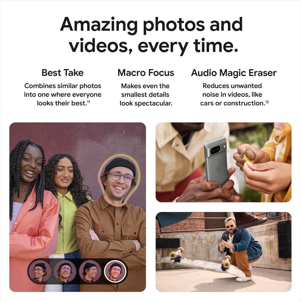 Google Pixel 8 (Renewed Premium) - Unlocked Android Smartphone with Advanced Pixel Camera, 24-Hour Battery, and Powerful Security - Hazel - 128 GB