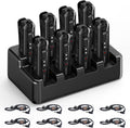 Super Mini Walkie Talkies Pro Two Way Radio with Earpieces, 8 Way Multi Unit Charger, Rechargeable Portable Communication Set for Restaurants, Hotels, Supermarkets, Team Events, Baseball, 8 Pack