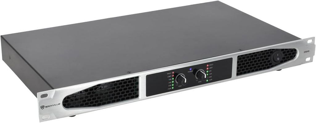 Rockville DS10 2-Channel Power Amplifier 4000W Peak / 1000W RMS, 1U Rack Mount, Class D, Pro Audio DJ Amp for Speakers or Subs