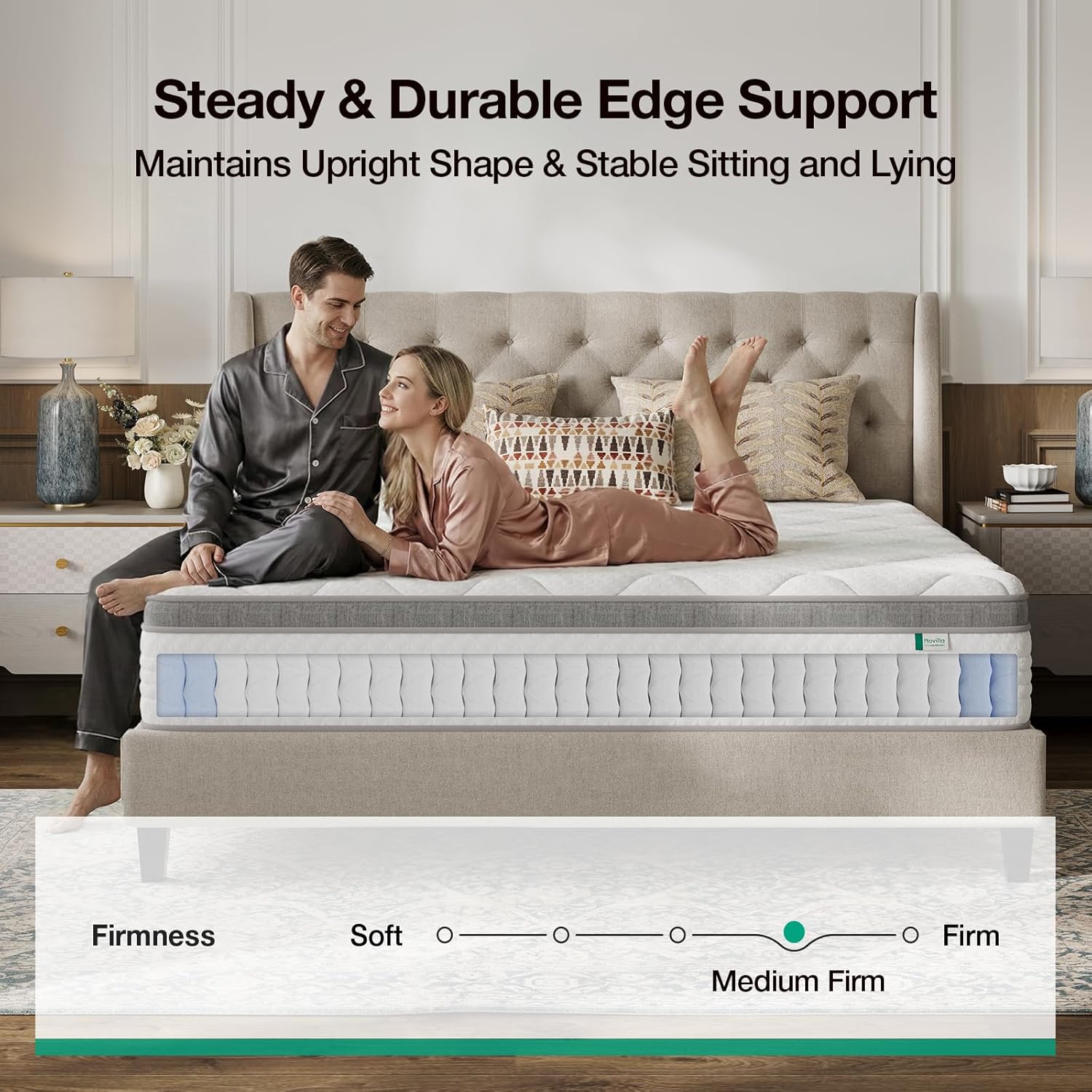 Novilla Full Size Mattress, 12 Inch Hybrid Mattress in A Box, Pocket Innerspring for Motion Isolation, Supportive & Pressure Relief