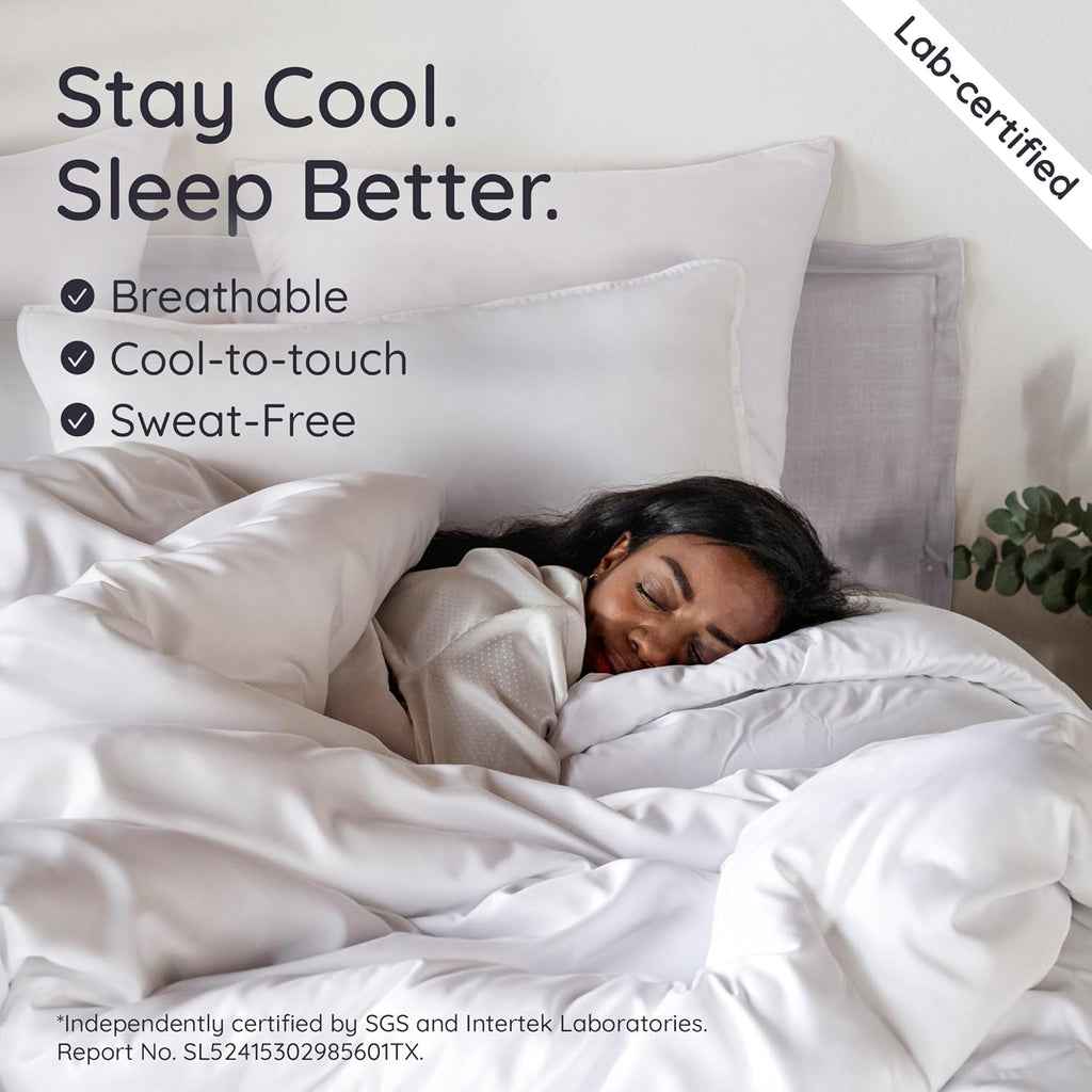 Bambaw 100% Viscose Derived from Bamboo Duvet Cover King Size Set – 3pcs, Cooling Duvet Cover King for Hot Sleepers, Soft, Luxury Bedding, No Comforter (White)