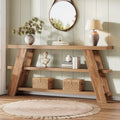 Tribesigns 70.9" Extra Long Console Table with Storage, 3-Tier Narrow Wooden Sofa Table Behind The Couch, Farmhouse Entry Foyer Table for Entryway, Living Room, Hallway, Brown