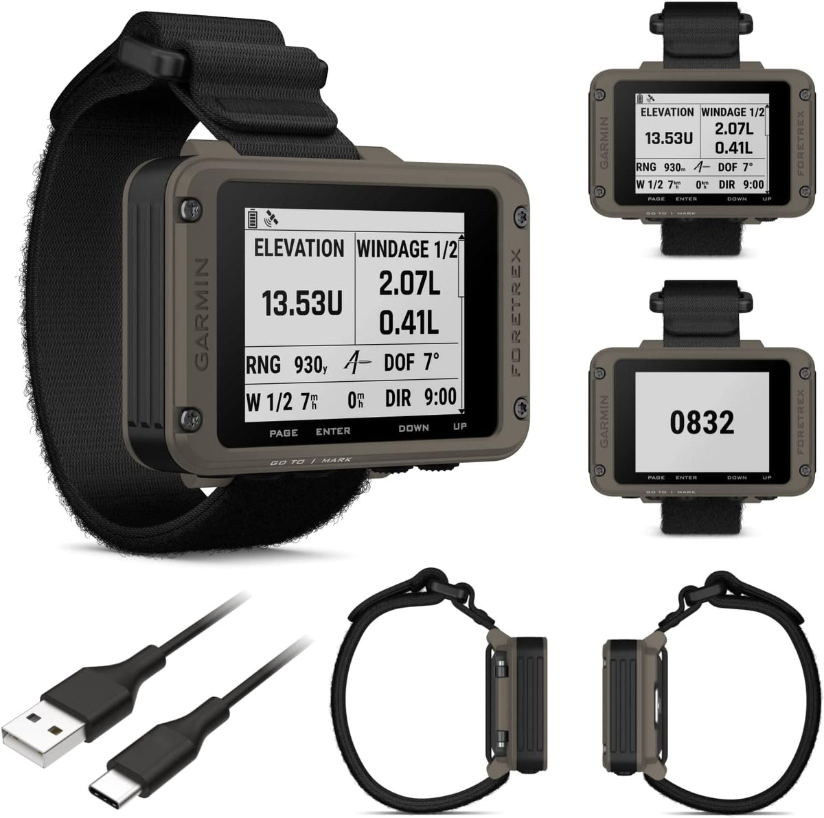 Garmin Foretrex 901 Wrist-Mounted GPS Navigator with Strap, Ballistic Edition with AAA Batteries and E-Bank Bundle