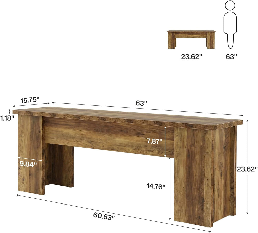 Tribesigns 63-Inch Low Console Table, Farmhouse Wooden Entryway Table, Narrow Long Sofa Table Behind Couch for Living Room, Entrance, Hallway