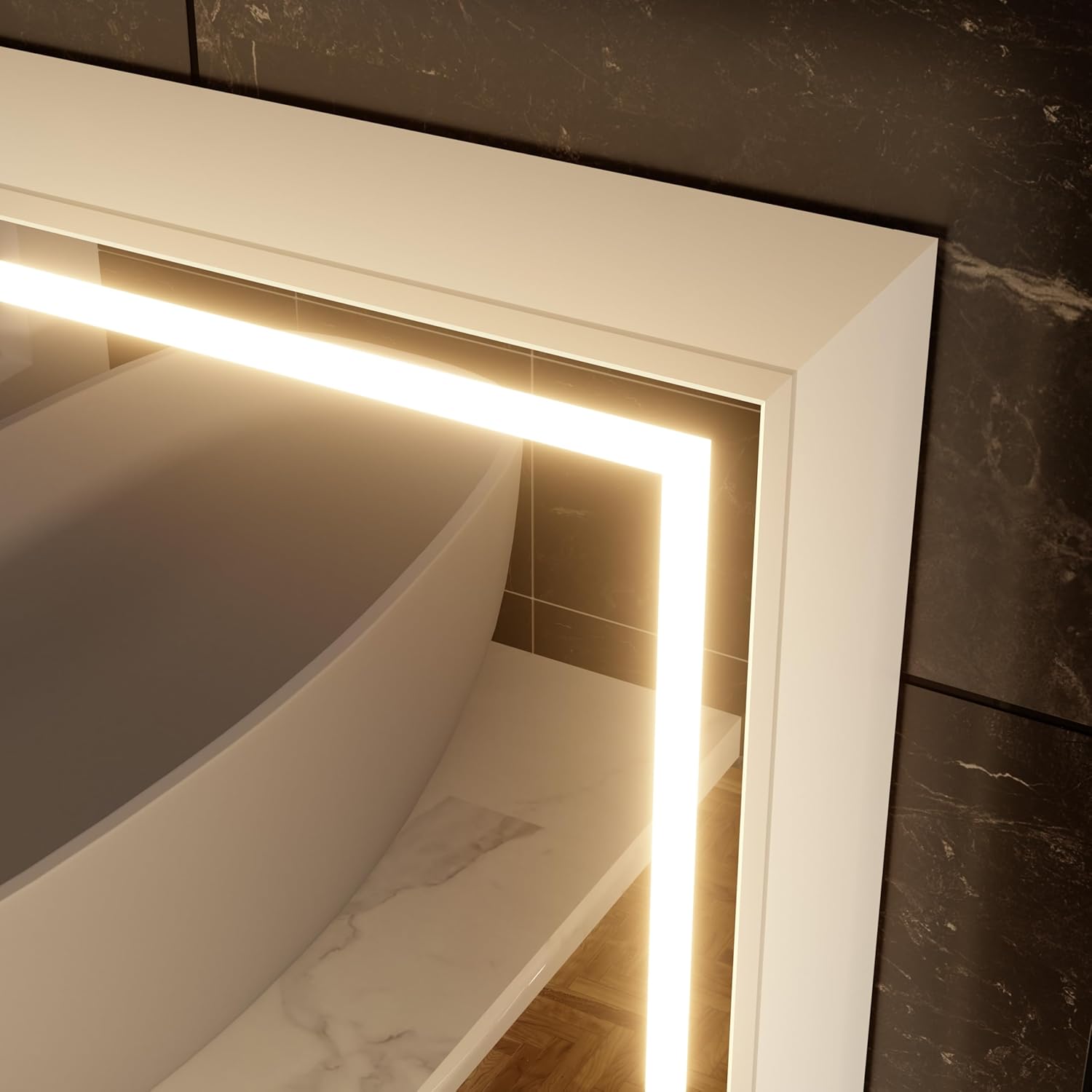 28 x20Inch LED Medicine Cabinet Mirror with Lights for Bathroom,Defogger,Stepless Dimmable, 3000K/5500K Color Temperature Wall Mounted Makeup Mirror,Adjustable Shelf (Assembly Required)
