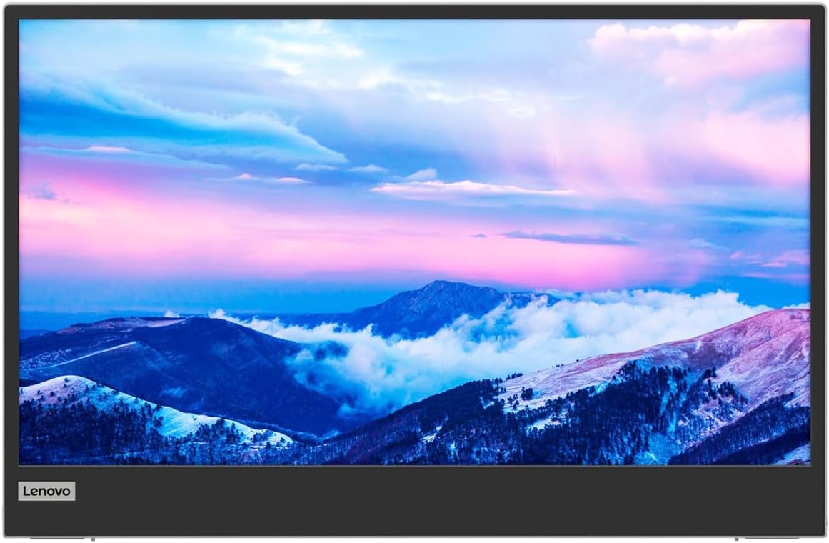 Lenovo L15 Portable Monitor, 15.6” Display, Full HD Resolution, IPS Panel, 250 nits Brightness, 60Hz Refresh Rate, USB-C Ports, Height-Adjustable Stand, Flicker-Free Technology, Grey