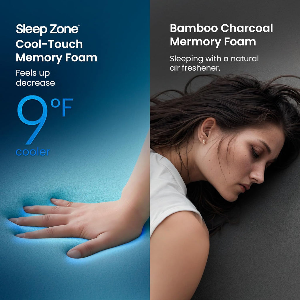 SLEEP ZONE Dual Layer 4 Inch Memory Foam Mattress Topper, 2 inch Cooling Gel Memory Foam Plus 2 inch Waterproof Removable Pillowtop Mattress Pad Cover for Back Pain, Comfort Support (Queen)