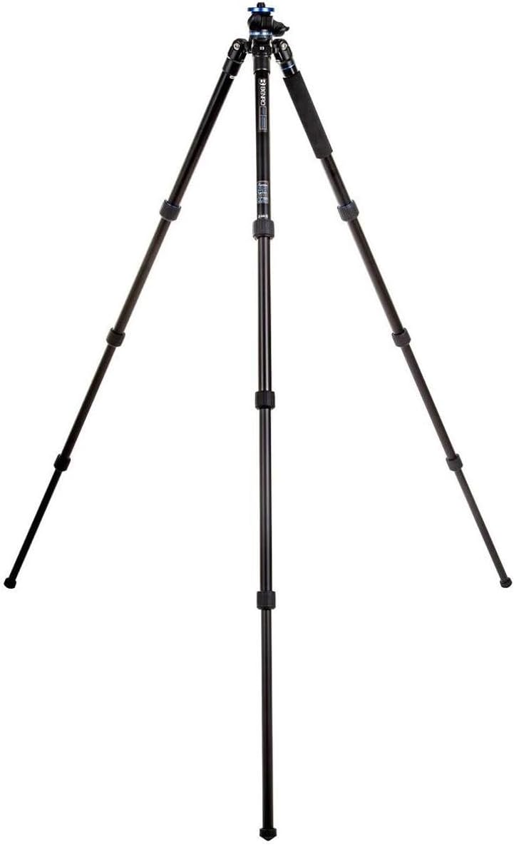 Benro Go Plus Travel Aluminum Tripod – 4-Section Flip-Lock Travel Tripod with Monopod Conversion, 30 lb Load Capacity, 65.2″ Max Height for DSLR & Mirrorless Cameras (FGP28A)