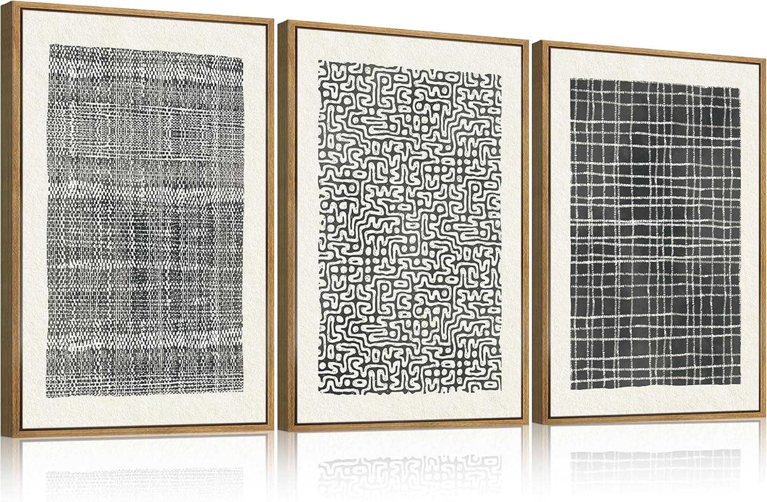 BINCUE Abstract Line Wall Art Set of 3 Modern Neutral Black Wall Decor Geometric Minimalist Artwork Framed Black Wall Pictures Abstract Black Wall Art Neutral Minimalist Artprints for Living Room Bedroom Office Bathroom 24"x36" Gift