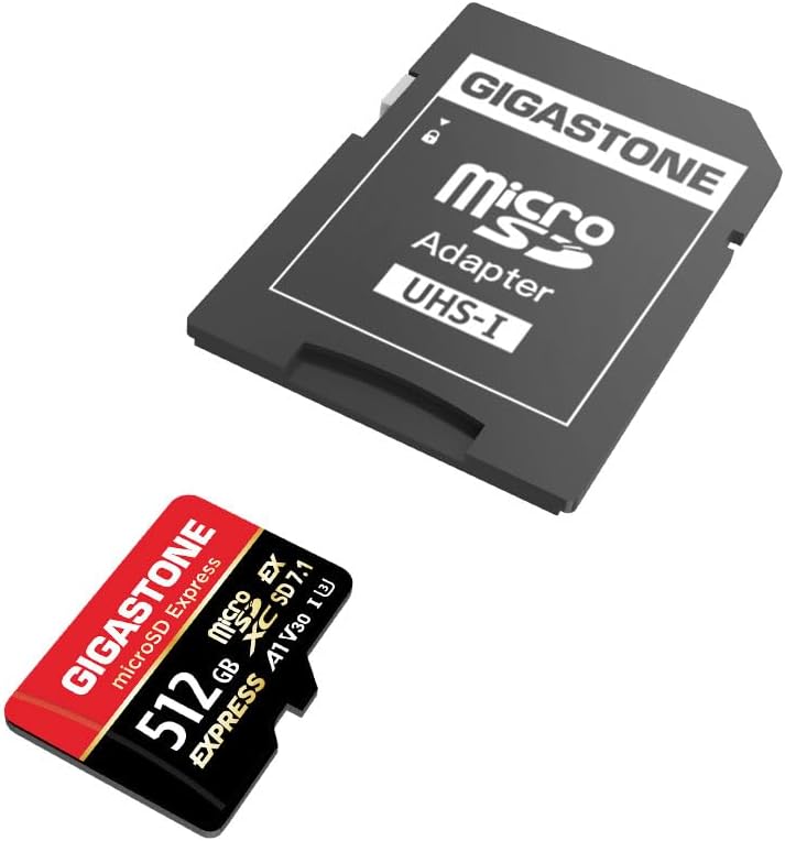 【Designed for Switch 2】 GIGASTONE 512GB microSD Express R/W 880/650MB/s SDXC Memory Card SD 2.0 3.0 5.0 7.1 UHS-I UHS-II, Action Camera Drone, V30 U3, SD Adapter 【5-Years Data Recovery】