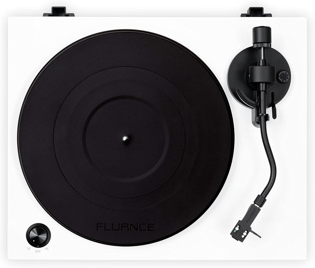 Fluance RT81 Turntable with AT95E Cartridge, Belt Drive, Built-in Preamp, Adjustable Counterweight - Piano White