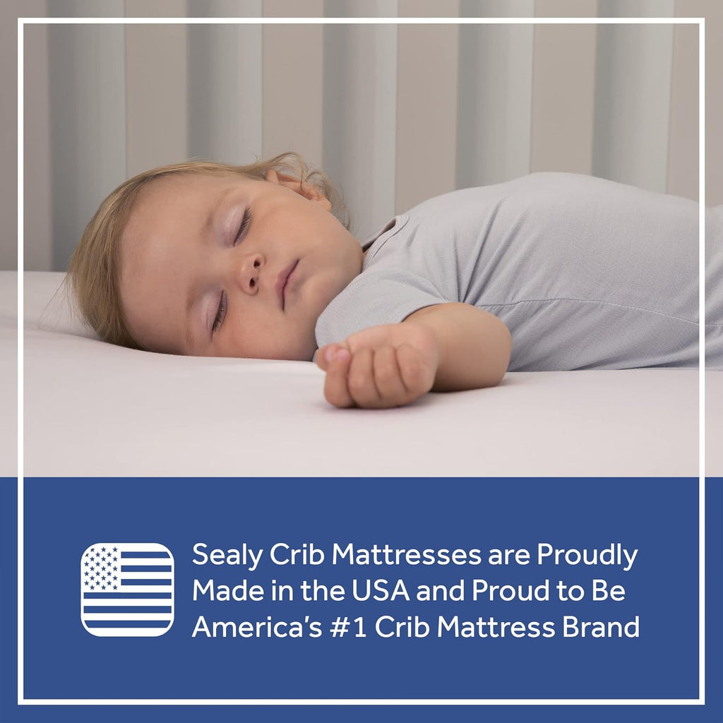 Sealy Baby 2 Cool 2 Stage Breathable Crib Mattress GREENGUARD Gold Certified, Made in USA, Premium Extra Firm Cooling Foam, Toddler Bed Fit, Non Toxic, Safety & Quality Tested, 52x28"