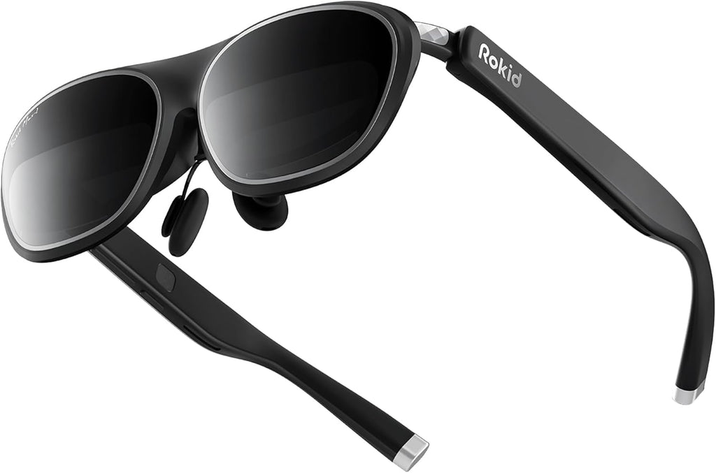 Rokid Max2 black AR Glasses, 215" Micro-OLED Display, 50° FOV, 600 Nits Brightness, compatible with smart phones, Windows laptops, Ipad since 2020