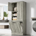LUMISOL 68" Tall Tilt Out Laundry Hamper, Wood Laundry Cabinet with Hidden Hamper Basket, Freestanding Storage Cabinet with 2 Doors, Adjustable Shelf for Bathroom, Living Room, Kitchen, Oak