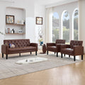 TYBOATLE 62" W Leather Loveseat w/Chairs, 3 Piece Sofa Sets for Living Room w/ 2 USB Charger Ports and 2 Cupholders, Living Room Furniture Sets of 3 (3, Brown)