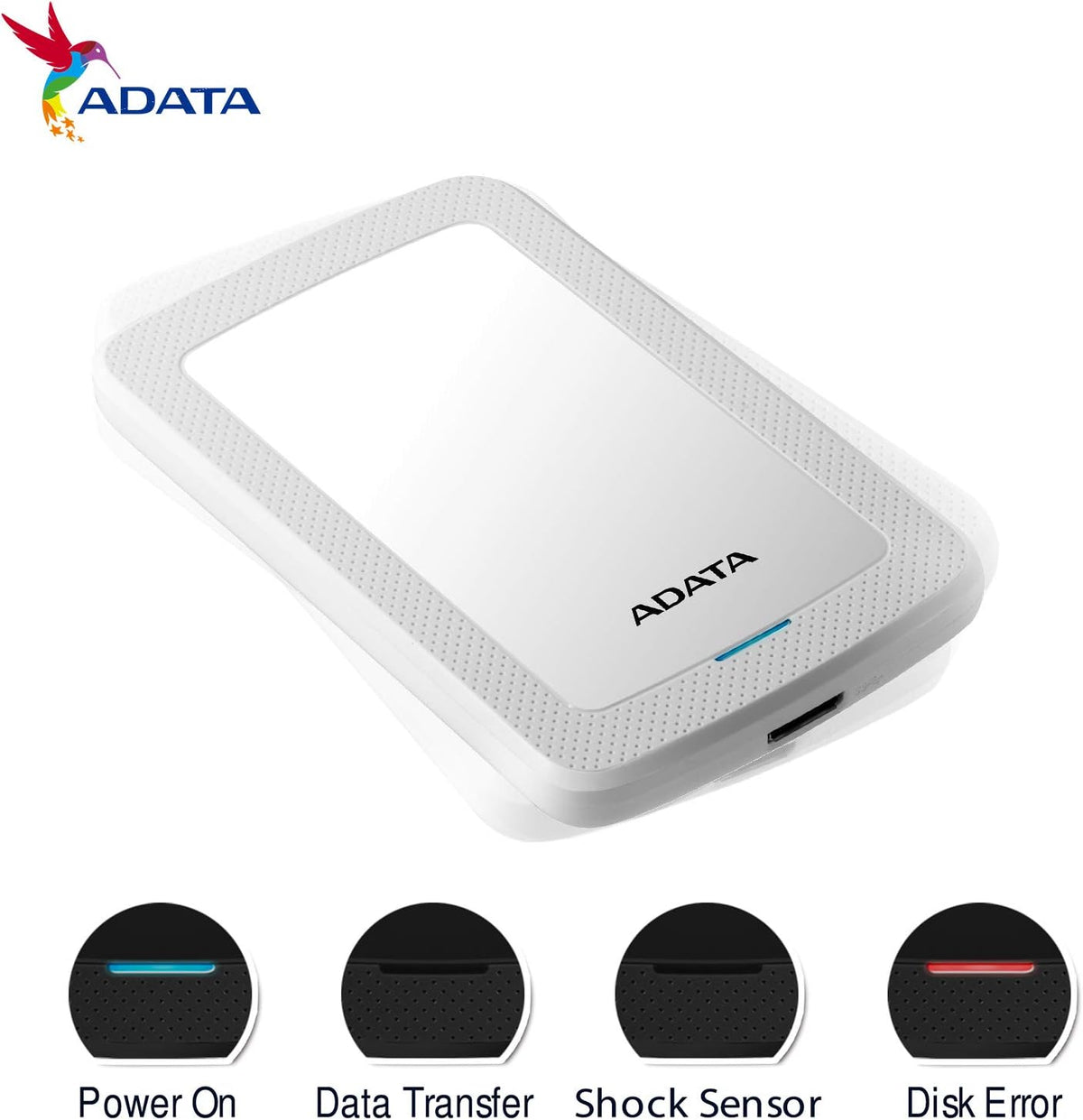 ADATA Hard Drive - 1 TB - External (Portable) - USB 3.1-256-bit AES - White