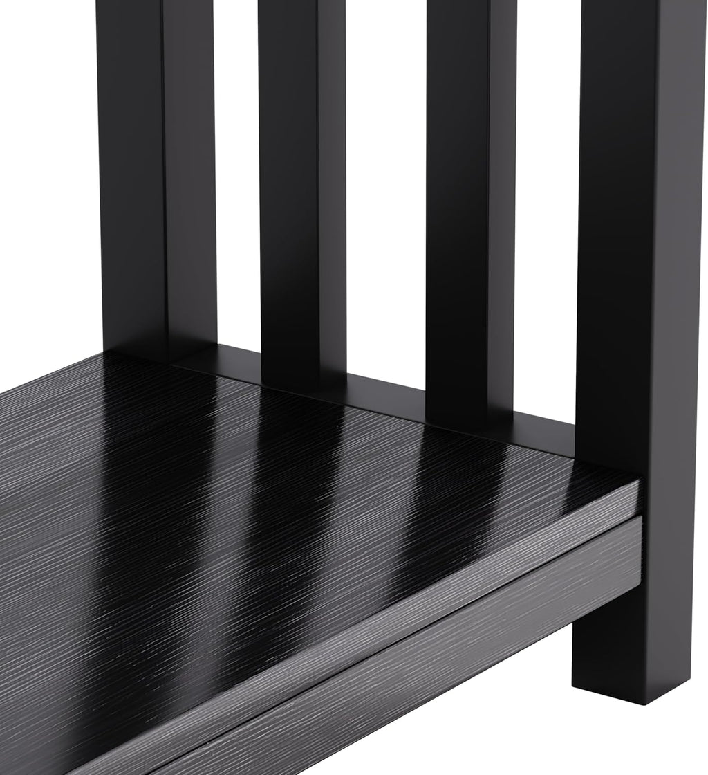 ChooChoo Mission End Tables Set of 2, Narrow Side Tables for Small Spaces, Night Stands with Storage Shelf for Living Room and Bedroom, Black