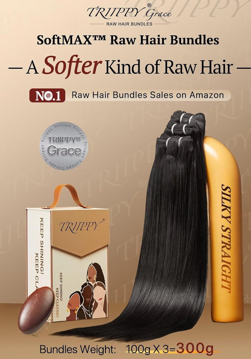 TRIIPPY Straight Bundles Human Hair,100% SoftMAX Raw Cambodian Hair Sew In Weave SoftMAX 3 Bundles,Triple The Lifespan Over Regular Virgin Hair Bundle,No.1 Raw Hair Brand On Amazon(16 18 20 Inches)