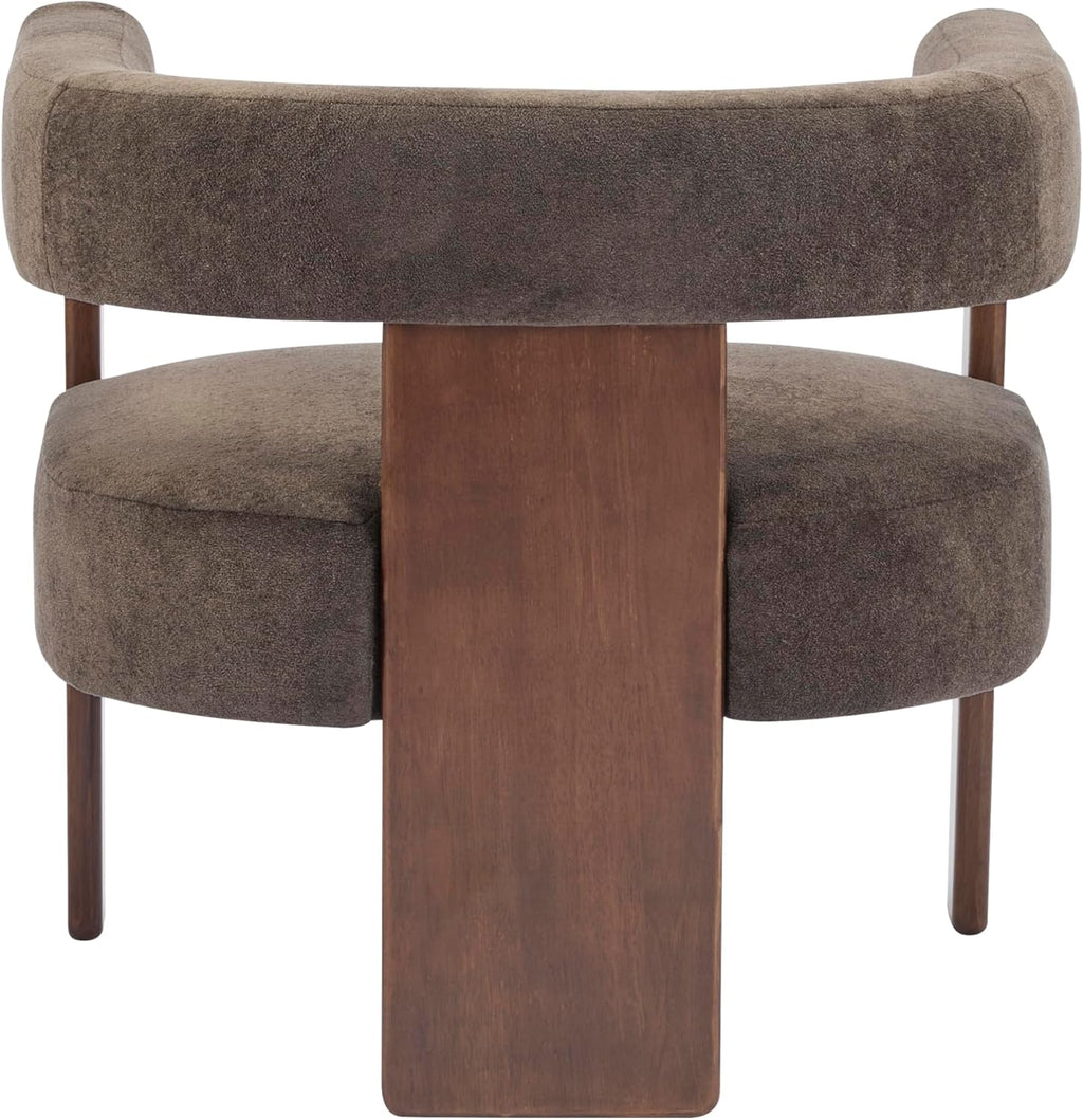 Christopher Knight Home Nettie Modern Accent Chair for Living Room, Velvet Fabric Single Lounge Sofa Chair with Wooden Frame, Lounge Armchair with Cushion, Comfy Reading Chair for Bedroom, Dark Brown