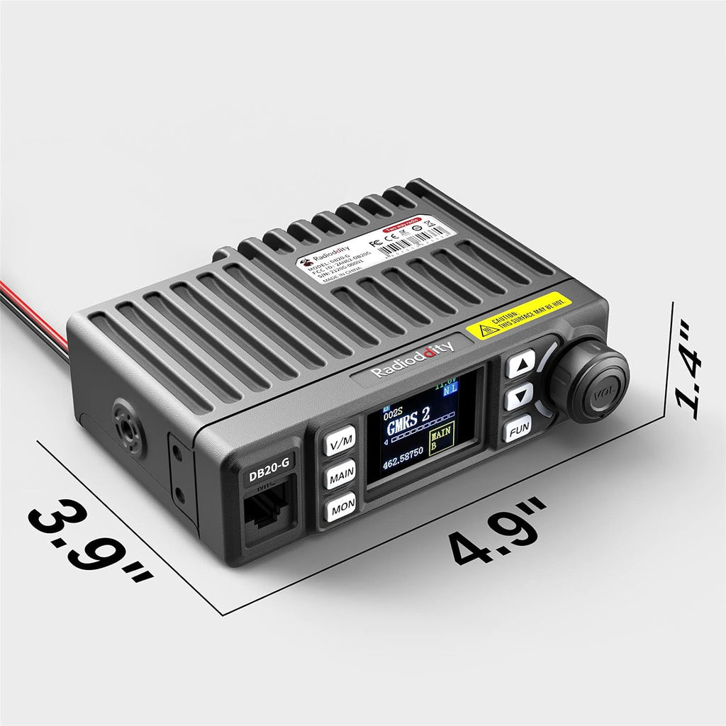 Radioddity DB20-G GMRS Mobile Radio for Car Vehicle, 20W Long Range Two Way Radio with Cigarette Lighter Plug, 500 Channels, VOX, Display Sync, for Off Road Overlanding 4x4