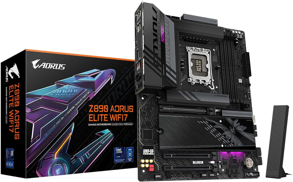 GIGABYTE Z890 AORUS Elite WIFI7 Intel Core Ultra (Series 2) LGA 1851 Motherboard, ATX, DDR5, 4X M.2, PCIe 5.0, Thunderbolt 4, 2.5GbE LAN, EZ-Latch