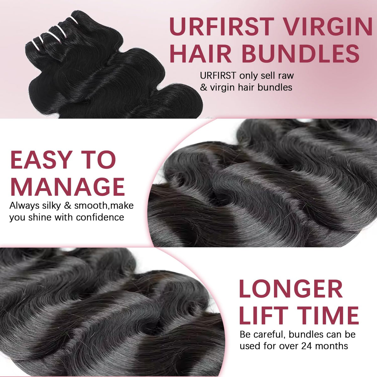 16A Raw Human Hair Bundles Body Wave Bundles Human Hair 20 22 24 Inch 100% Unprocessed Indian Human 3 Bundles for Women Human Hair Extensions Quick Weave No Tangle Shedding Natural Black