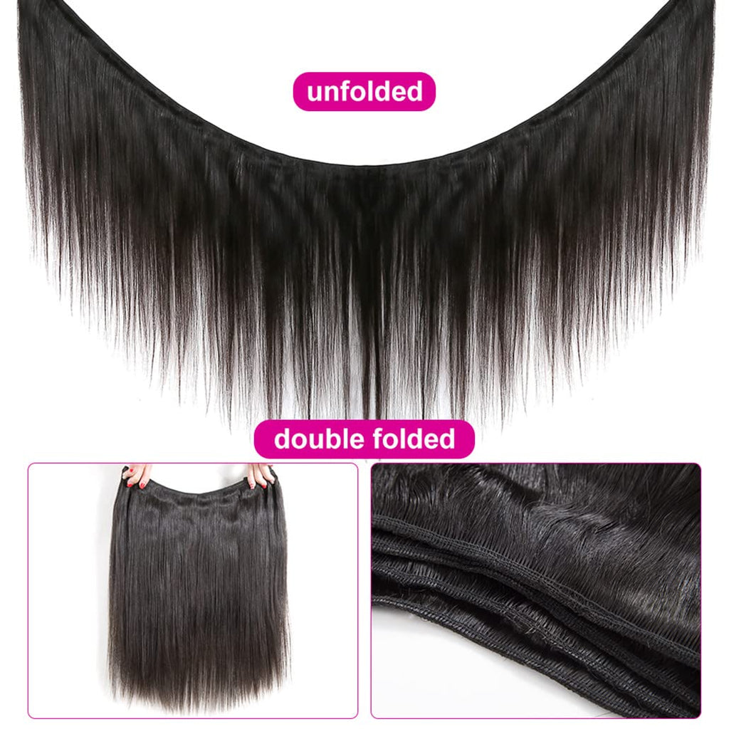 Human Hair Bundles Straight Hair 4 Bundles 18 20 22 24 Inch Brazilian Virgin Hair 100% Unprocessed Natural Black Bundles