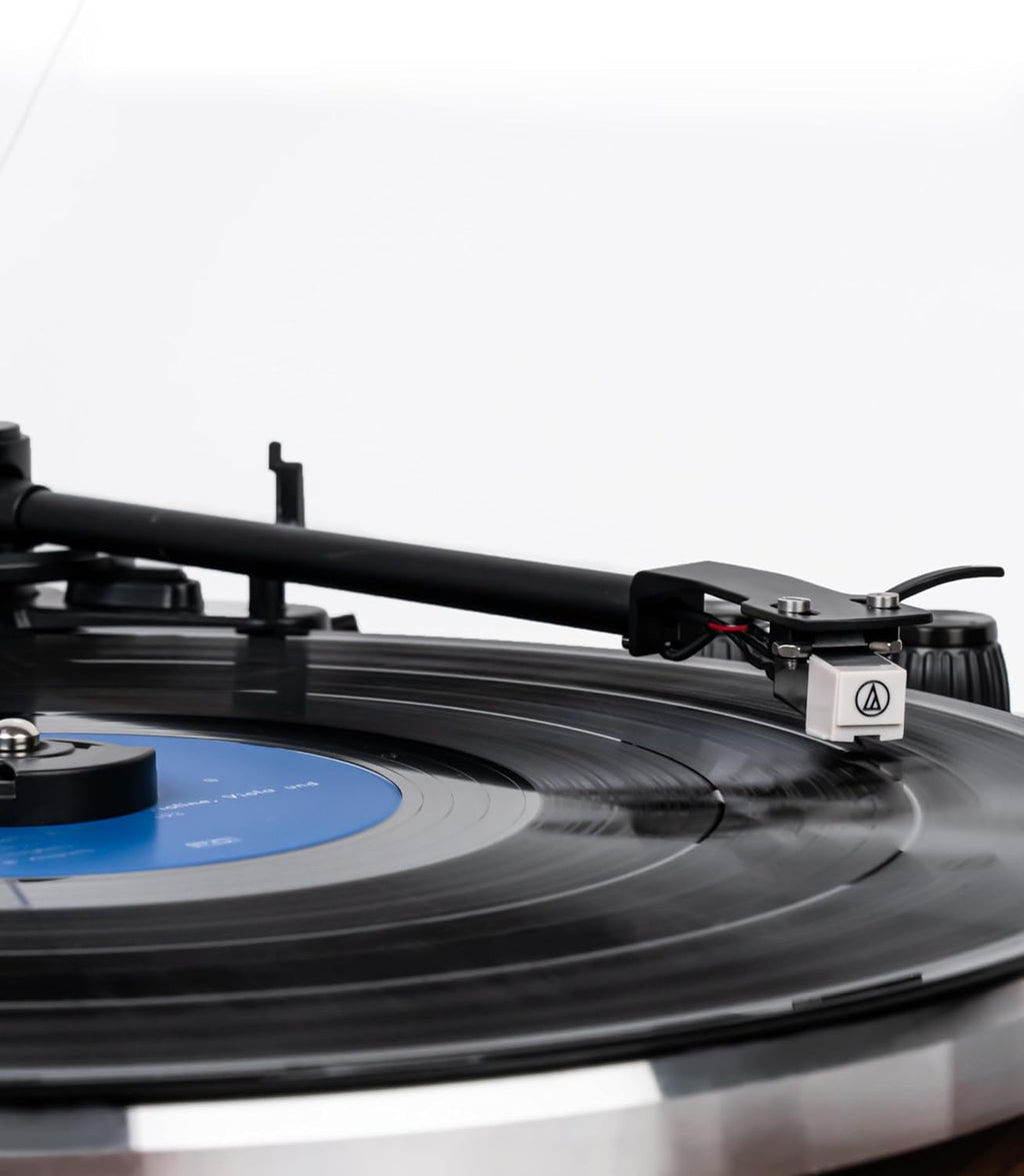 Annesburg Vinyl Record Player, Bluetooth Turntable with Built-in Speakers, High Fidelity Belt Drive 33/45 RPM, AT-3600L Magnetic Cartridge, Wood Walnut