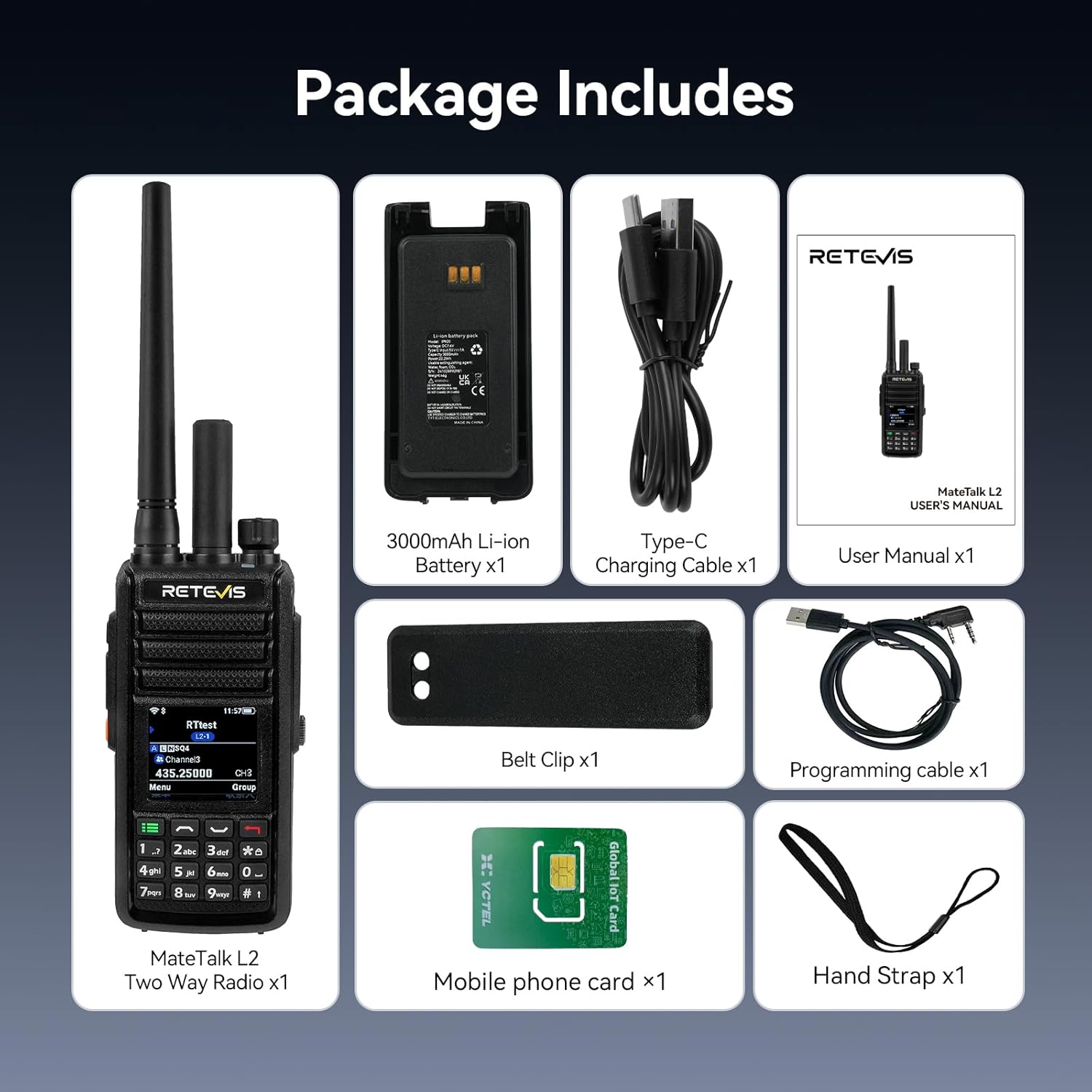 Retevis MateTalk L2 Global Walkie Talkie, Emergency POC Radio Unlimited Range, Zello,4G Dual SIM Network, GPS, IP67 Waterproof, Nationwide Two Way Radio Long Distance for Trucking, Security (1 PCS)